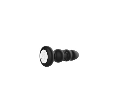 Черная анальная вибропробка с фрикционным механизмом и LED-подсветкой - 12,5 см.