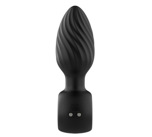 Черная анальная пробка с вибрацией, вращением и пультом ДУ