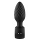 Черная анальная пробка с вибрацией, вращением и пультом ДУ