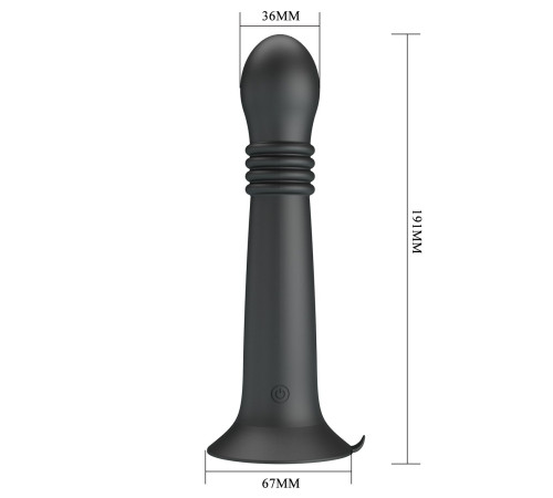 Черный стимулятор с поступательными движениями и вращением Stellan - 19,1 см.