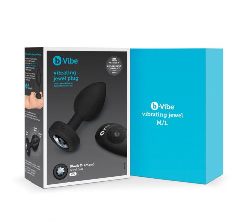 Черная анальная вибровтулка с кристаллом Vibrating Jewel Plug M/L - 10,5 см.