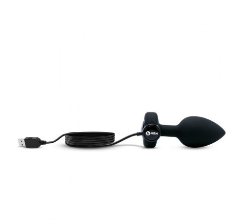 Черная анальная вибровтулка с кристаллом Vibrating Jewel Plug M/L - 10,5 см.