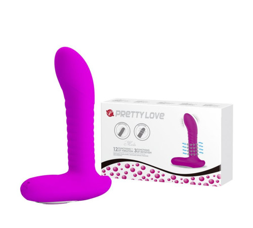 Мощный лиловый анальный вибратор с эффектом римминга - 15,9 см.