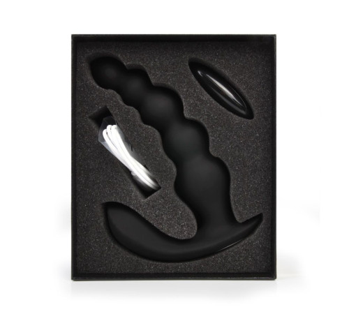 Черная анальная виброёлочка Anal Bead Vibrator с пультом ДУ