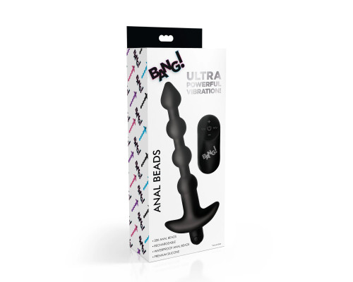 Заказать Черные анальные бусы с вибрацией и пультом ДУ 28X Remote Control Vibrating Silicone Anal Beads - 19 см.