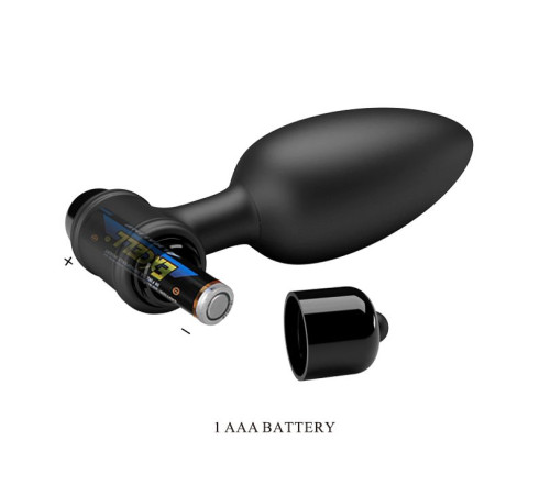 Черная анальная пробка с вибропулей - 11,8 см.