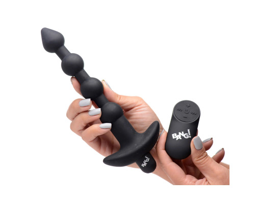 Заказать Черные анальные бусы с вибрацией и пультом ДУ 28X Remote Control Vibrating Silicone Anal Beads - 19 см.