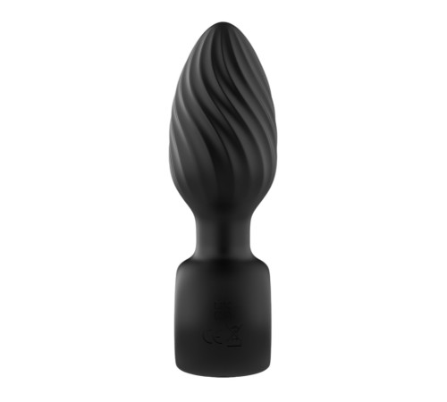 Черная анальная пробка с вибрацией, вращением и пультом ДУ