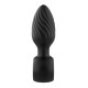 Черная анальная пробка с вибрацией, вращением и пультом ДУ