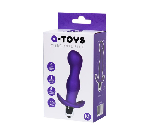 Фиолетовая изогнутая анальная вибропробка - 12,9 см.