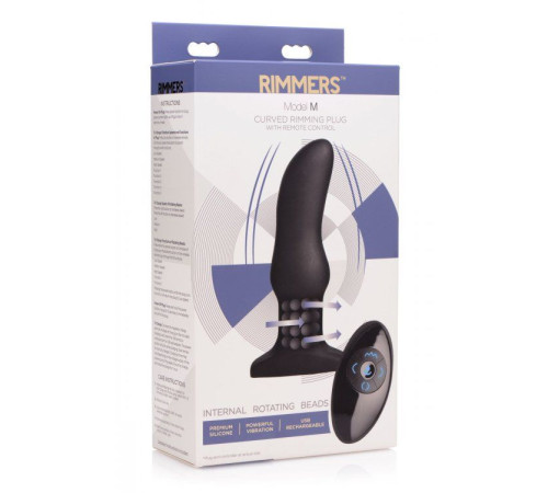 Черная вибропробка Model M Curved Rimming Plug with Remote - 15 см. Черная вибропробка Model M Curved Rimming Plug with Remote - 15 см.