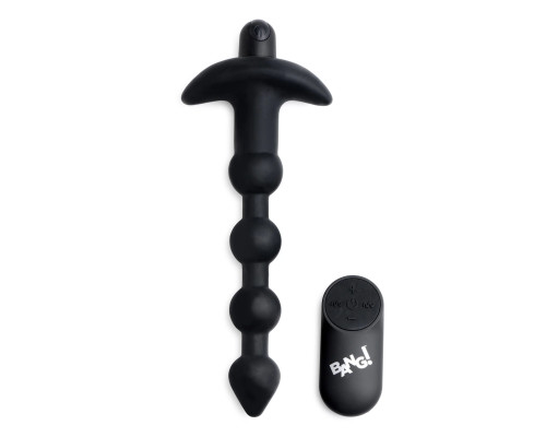 Заказать Черные анальные бусы с вибрацией и пультом ДУ 28X Remote Control Vibrating Silicone Anal Beads - 19 см.
