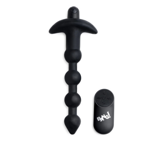 Черные анальные бусы с вибрацией и пультом ДУ 28X Remote Control Vibrating Silicone Anal Beads - 19 см.