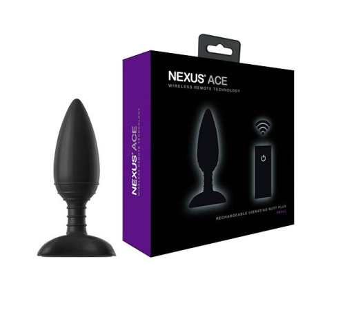 Чёрная вибровтулка NEXUS ACE SMALL с дистанционным управлением - 10 см.