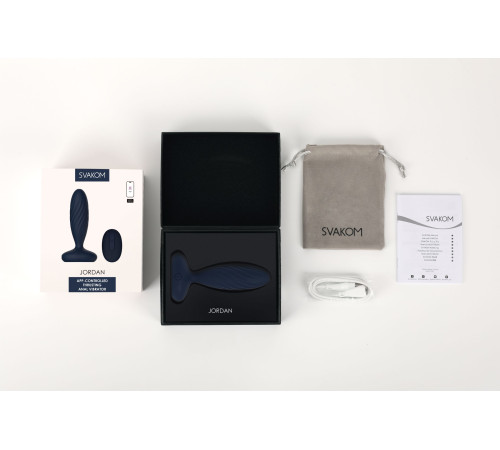 Темно-синяя анальная вибропробка Jordan с поступательными движениями - 12 см.