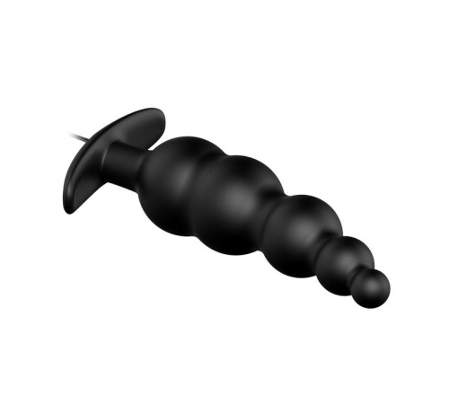 Черная анальная виброцепочка с пультом управления - 11,8 см.