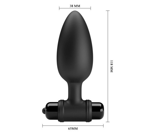 Черная анальная пробка с вибропулей - 11,8 см.