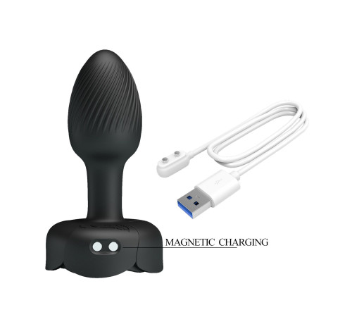 Черная анальная вибропробка с подсветкой Olman - 8,8 см.