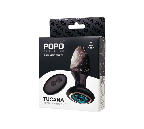 Черная анальная вибровтулка Tucana с ротацией и управлением через приложение - 12 см.