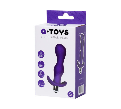 Фиолетовая изогнутая анальная вибропробка - 11,2 см.