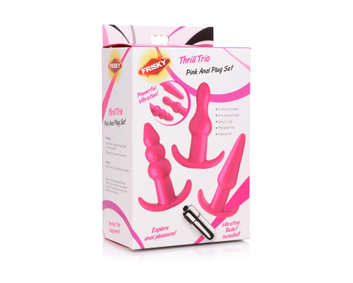 Заказать Набор из 3 розовых анальных пробок с вибропулей Thrill Trio Anal Plug Set Заказать Набор из 3 розовых анальных пробок с вибропулей Thrill Trio Anal Plug Set