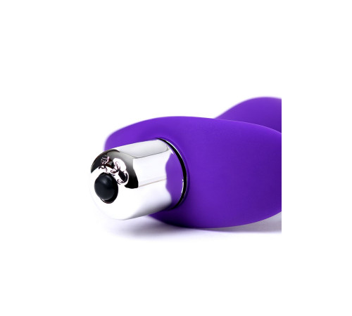 Фиолетовая изогнутая анальная вибропробка - 12,9 см.