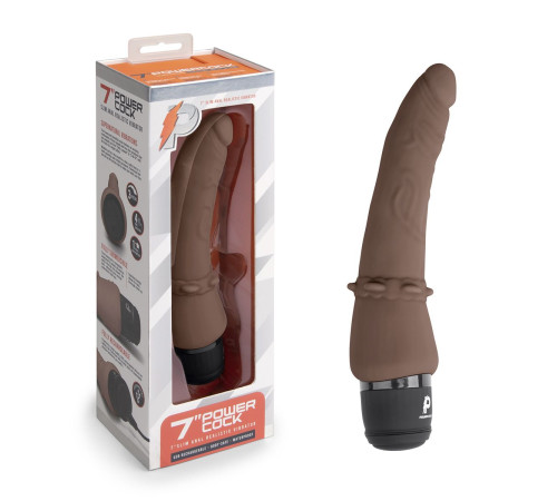 Коричневый анальный вибратор 7  Slim Anal Realistic Vibrator - 20 см.