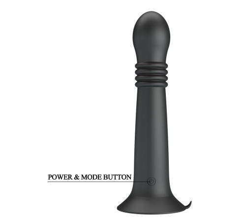 Черный стимулятор с поступательными движениями и вращением Stellan - 19,1 см.