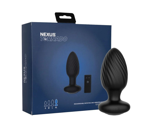 Черная анальная вибровтулка Nexus Tornado Extra Large с функцией вращения