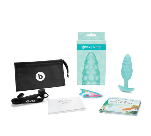 Мятный рельефный анальный виброплаг Bump - 12 см.