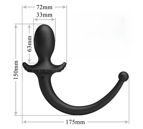 Черная анальная вибропробка с хвостом Anthony