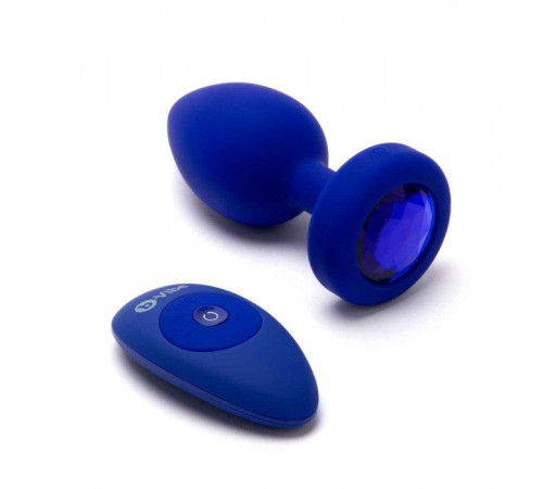 Синяя вибропробка Vibrating Jewel Plug L/XL - 11 см.