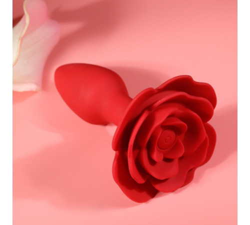 Красный анальный вибростимулятор в форме розы