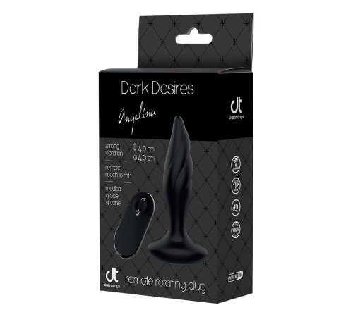 Черная анальная вибропробка Angelina Remote Rotating Plug - 14 см.