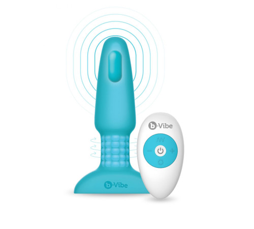 Голубая вибропробка с ротацией шариков RIMMING REMOTE CONTROL PLUG TEAL - 15,2 см. Голубая вибропробка с ротацией шариков RIMMING REMOTE CONTROL PLUG TEAL - 15,2 см.