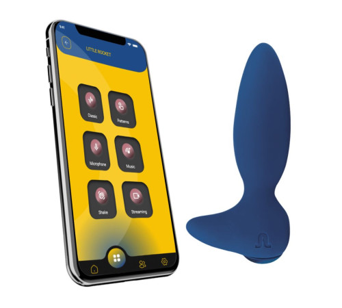 Синий анальный вибратор Little Rocket II + APP