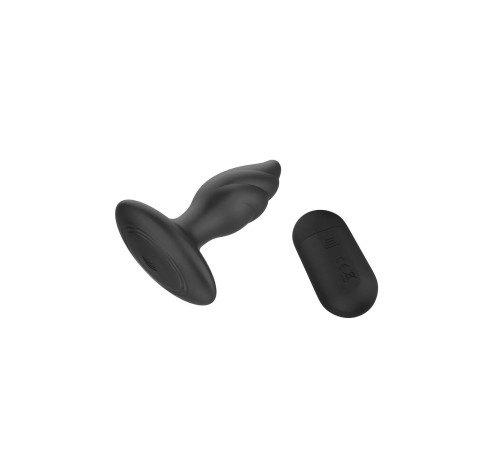 Черная анальная вибропробка Angelina Remote Rotating Plug - 14 см.