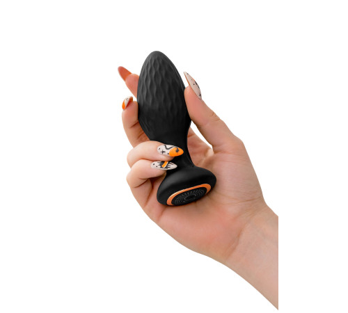 Черная анальная вибровтулка Tucana с ротацией и управлением через приложение - 12 см.