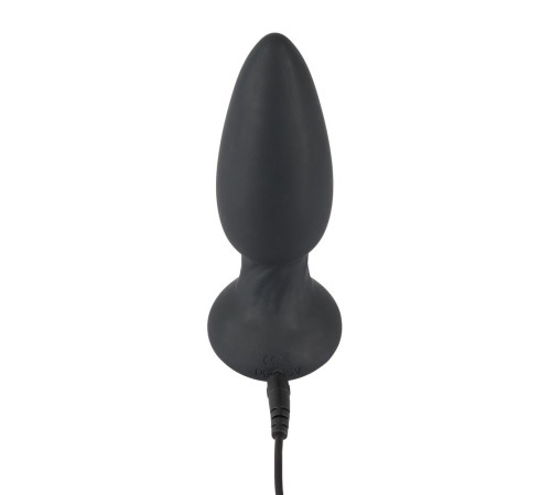 Черная анальная пробка с вибрацией и вращением шариков - 13,8 см.