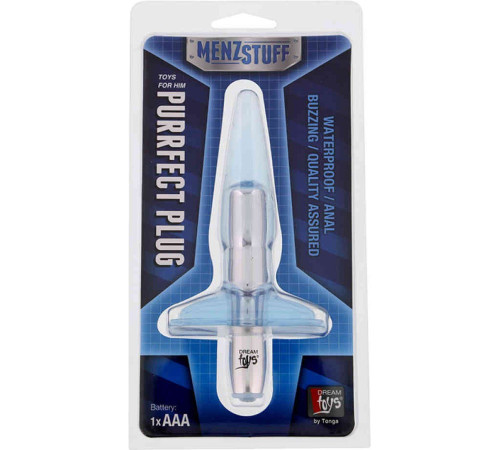 Голубая анальная пробка Purrfect Plug - 9,5 см.