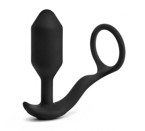 Черная анальная вибропробка с эрекционным кольцом Vibrating Snug   Tug M