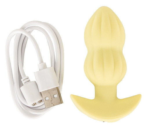Желтая анальная пробка с вибрацией Cuties Vibrating Mini Butt Plug - 8 см.