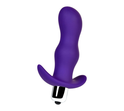 Фиолетовая изогнутая анальная вибропробка - 11,2 см.