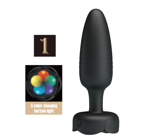 Черная анальная вибропробка с подсветкой Tarion - 12,5 см.