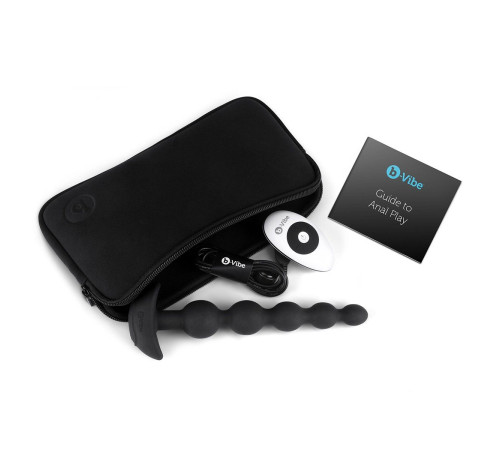 Черные анальные бусы с 3 моторами B-Vibe Cinco Anal Beads - 20,5 см.