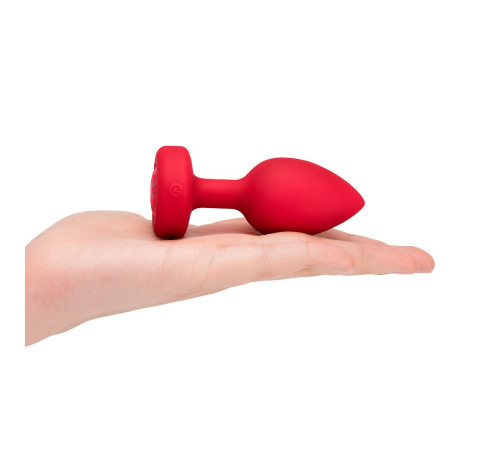 Красный анальный плаг с кристаллом-сердцем Vibrating Heart Shape Jewel Plug M-L