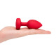 Заказать Красный анальный плаг с кристаллом-сердцем Vibrating Heart Shape Jewel Plug M-L