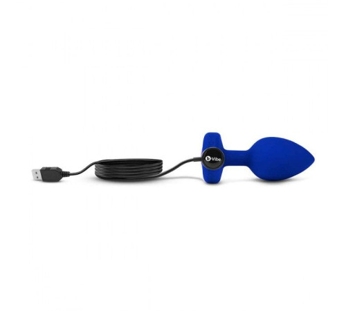 Синяя вибропробка Vibrating Jewel Plug L/XL - 11 см.