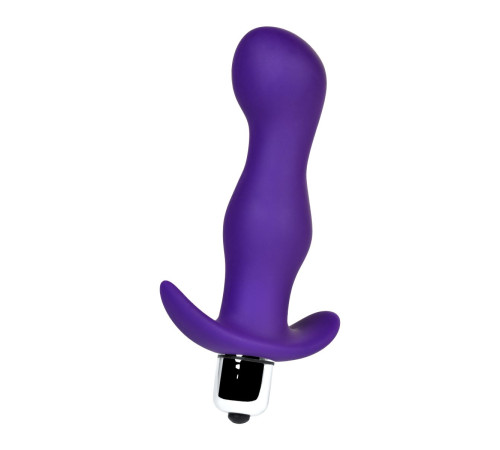Фиолетовая изогнутая анальная вибропробка - 12,9 см.