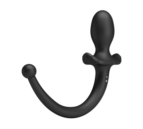 Черная анальная вибропробка с хвостом Anthony